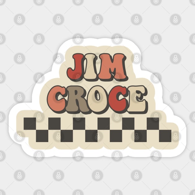 Jim Croce Checkered Retro Groovy Style Sticker by Time Travel Style